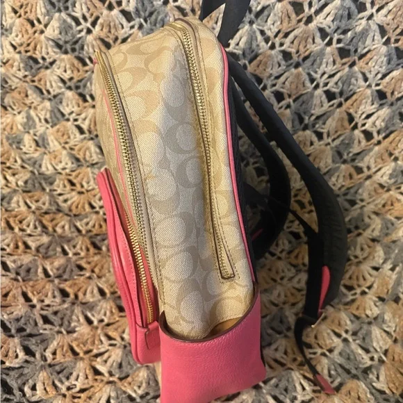 Coach Beige and Pink Women's Backpack - Picture 4 of 11